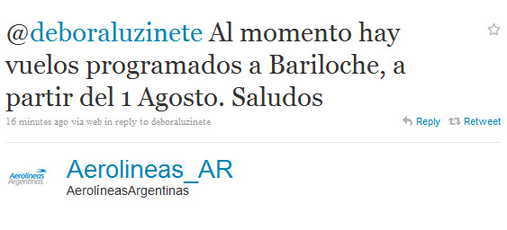 Twitter da Aerolíneas Twitter da Aerolíneas