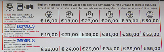Passes de vaporetto para visitantes Passes de vaporetto para visitantes
