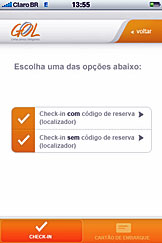 Check-in por iPhone GOL