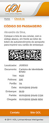 Check-in por wap GOL