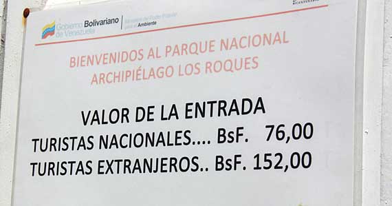 Taxa de entrada em Los Roques