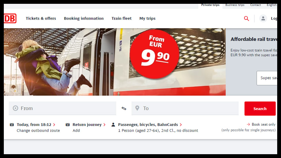Trem na Europa: site da Deutsche Bahn