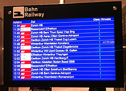 Painel de informação das saídas de trem