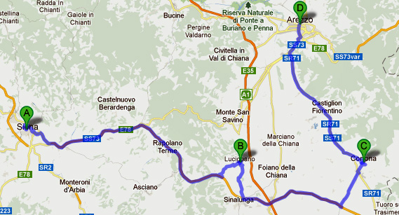 Siena-Lucignano-Cortona-Arezzo