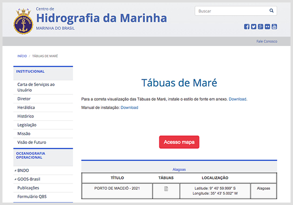 Tábua das marés - site