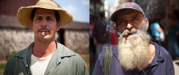 Cuba: um plantador de folhas para charutos e um vendedor do jornal Granma