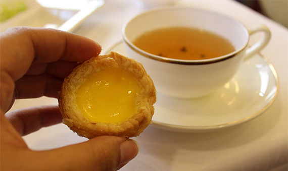 Egg tart no dim sum do Jade Garden