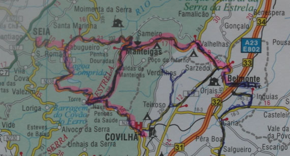 Mapa da Serra da Estrela