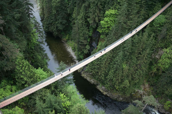 Vista aérea da Capilano Suspension Bridge, em Vancouver