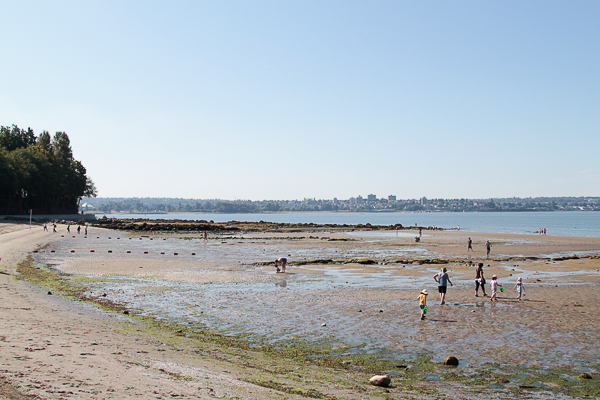 Vista da praia em Stanley Park