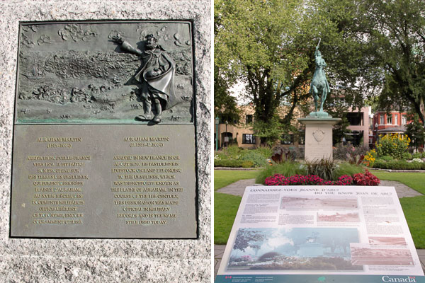 Placa de homenagem e Joana d'Arc, no National Battlefields Park