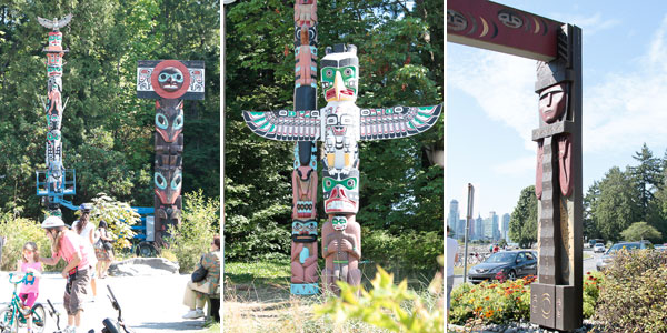 Detalhes dos totens do Stanley Park