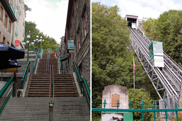 Escadaria e funicular do Petit Champlain