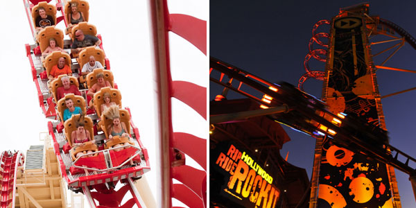 Carrinho e vista noturna da Rockit, em Orlando