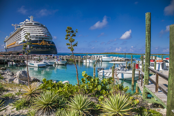 Vista do navio em Castaway Cay