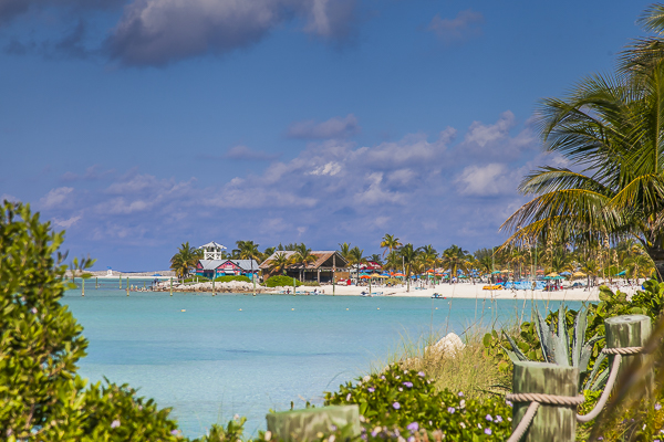 Vista da praia em Castaway Cay