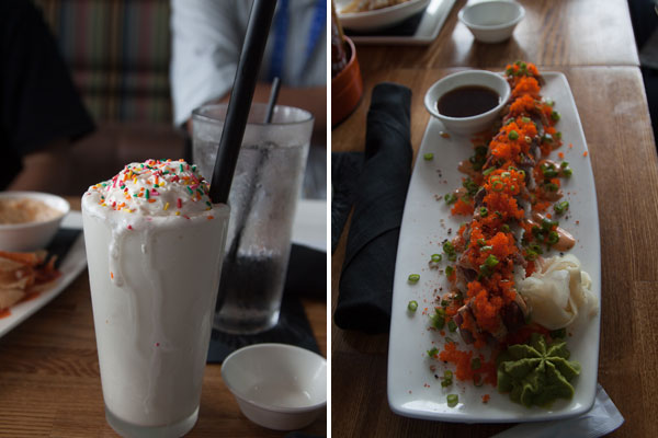 Milkshake e sushi do Cowfish