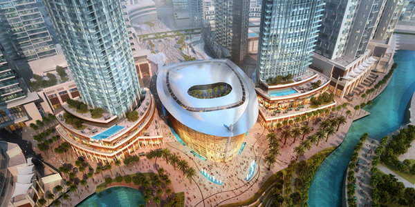 Vista aérea do Dubai Opera