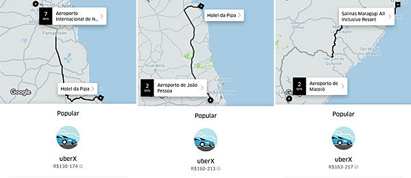 Uber para Pipa e Maragogi