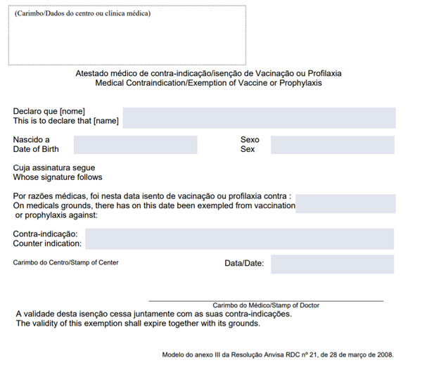 Anvisa certificado isenção