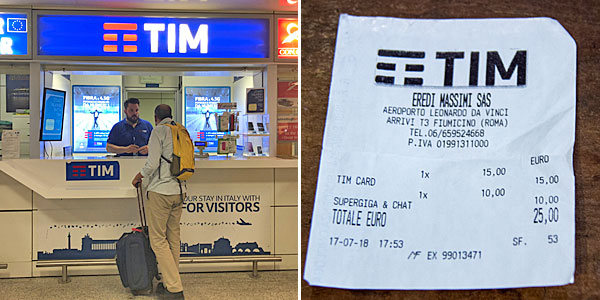 Roma roteiro 3 dias: onde comprar chip no aeroporto