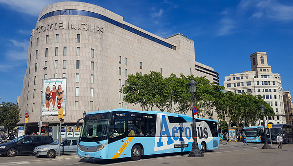 Aerobús na Plaça de Catalunya