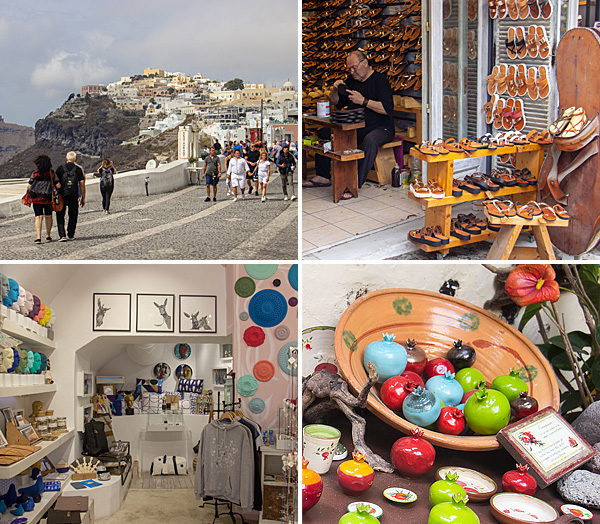 santorini fira lojas e calçada