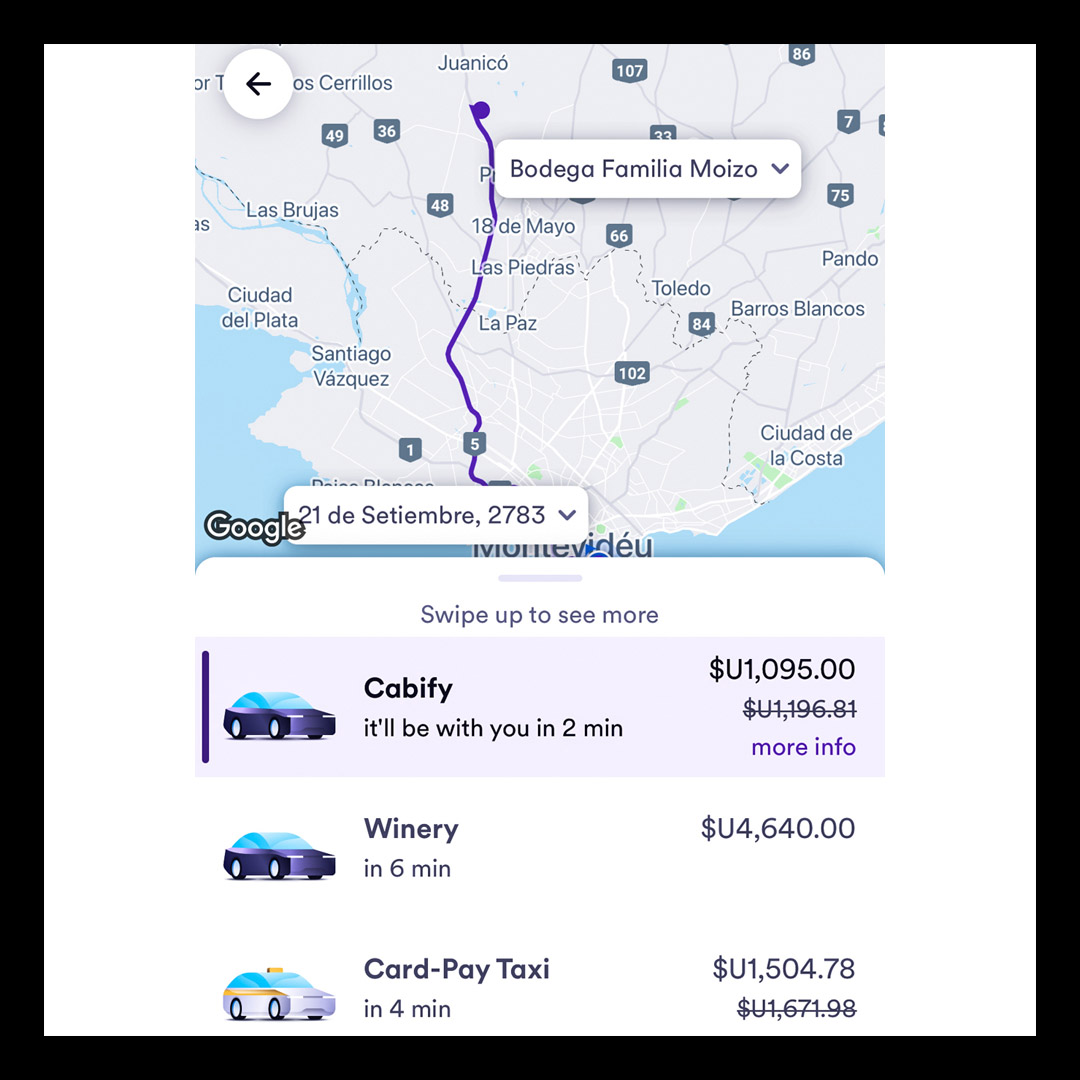 Vinícolas em MOntevidéu de Cabify