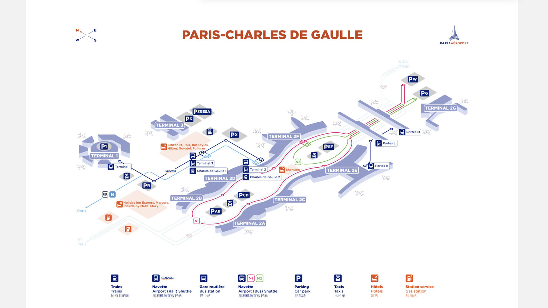 mapa dos terminais do aeroporto charles de gaulle cdg